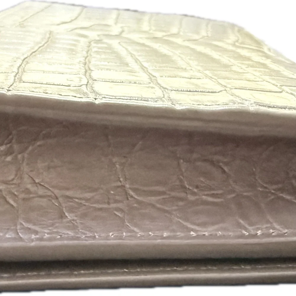 Saint Laurent Silver-Tone Hardware Grey Croc-Embossed Tassel Card Holder